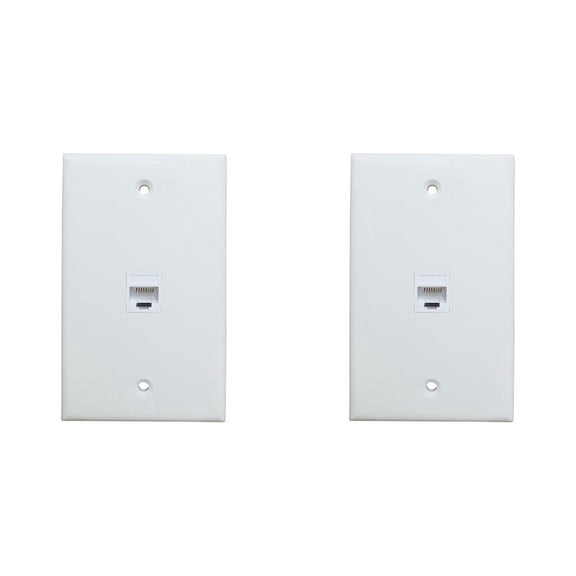 2-Pack 1-Port Ethernet Wall Plate, Plate with RJ45 Female to Female Inline Coupler Insert