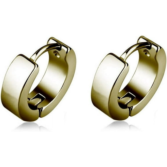 Brass Huggie Hoop Earrings Real 18K Gold Plated 4x8.5x2.3mm