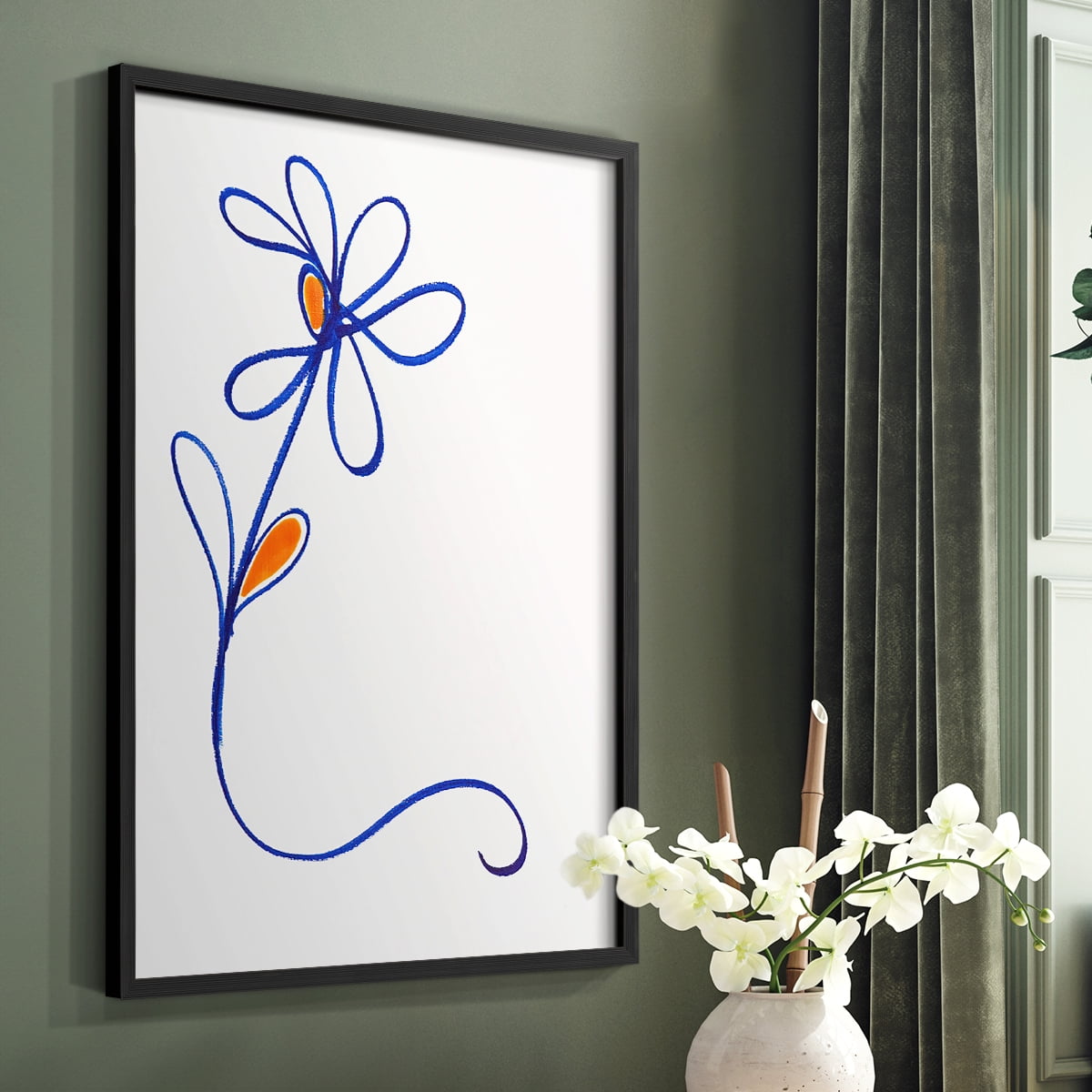 Wobbly Blooms I Framed Print - Solid Wood in Single Picture Frame Solid Wood 2 Framed Print