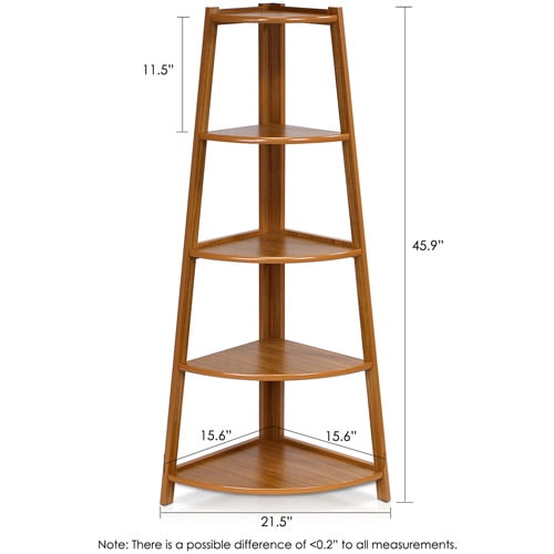Furinno FNAJ-11112EX Yaotai 5-Layer Corner Ladder Garden Shelf, Cherry
