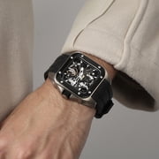 Boderry Skeleton Watches Mens Square Titanium Automatic Mechanical STORM Luxury Clock 100M Waterproof Mechanical Watch For Men