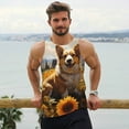 thumbnail image 6 of Pofeuu Cute Corgi Sunflower Print Men's Workout Tank Tops Sleeveless Muscle Gym Shirt Quick Dry-4X-Large, 6 of 7