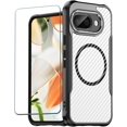 thumbnail image 1 of REQO for Google Pixel 9a Case with Screen Protector, Flexible Slim Carbon Fiber [Support Wireless Charging] Protection Hybrid Bumper Hard Rubber Case Cover for Google Pixel 9a (2025 6.3"), 1 of 7