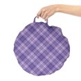 thumbnail image 2 of Retro Round Floor Cushion with Handle, Squares from Vectorel Stripes Tartan Design Classic Art, Decorative Pillow for Living Room & Dorms, 18" Round, Blue Violet Lilac, by Ambesonne, 2 of 4