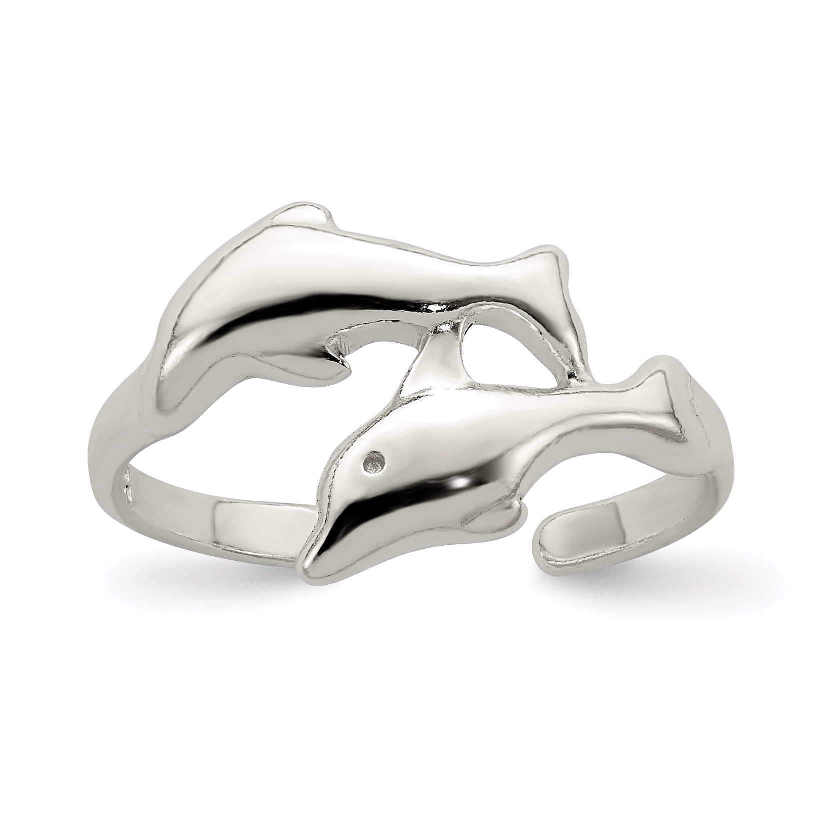 Heart Dolphins Toe Ring Solid Sterling Silver 925 Adjustable Best Jewelry
