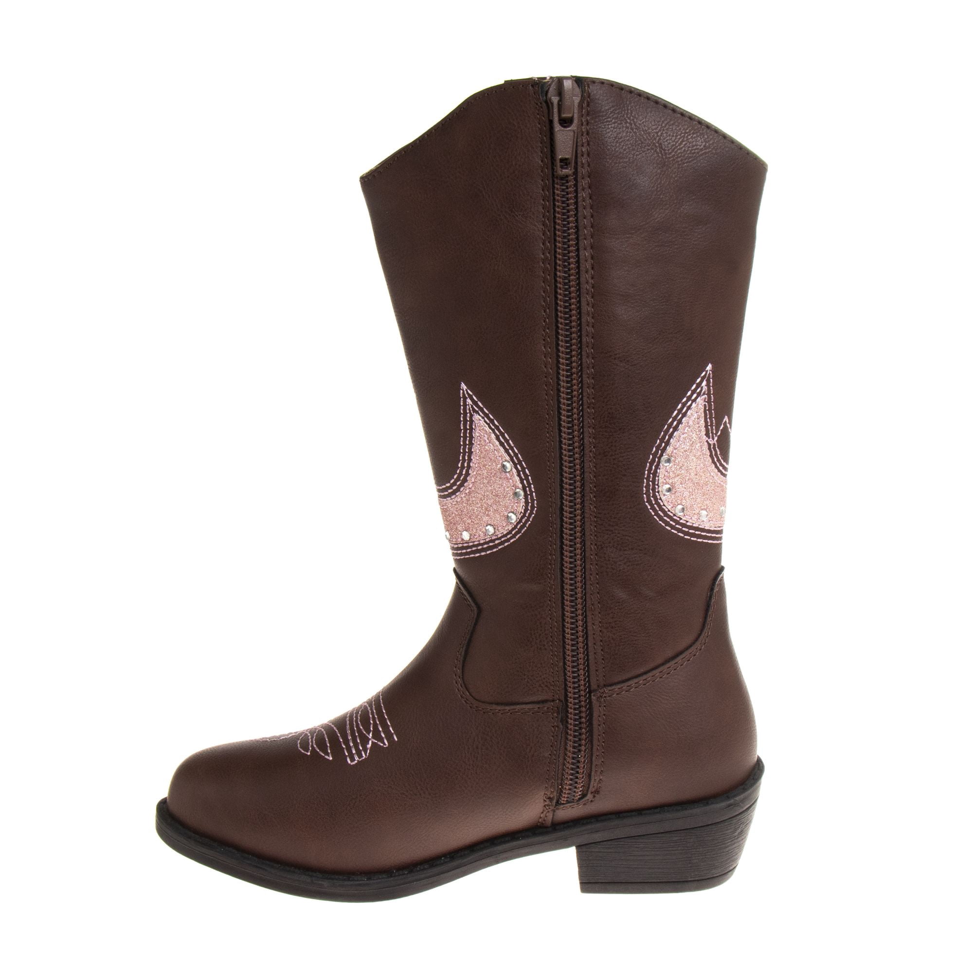 Kensie Girl Zip-up Low Heel Faux Leather Cowgirl Boots