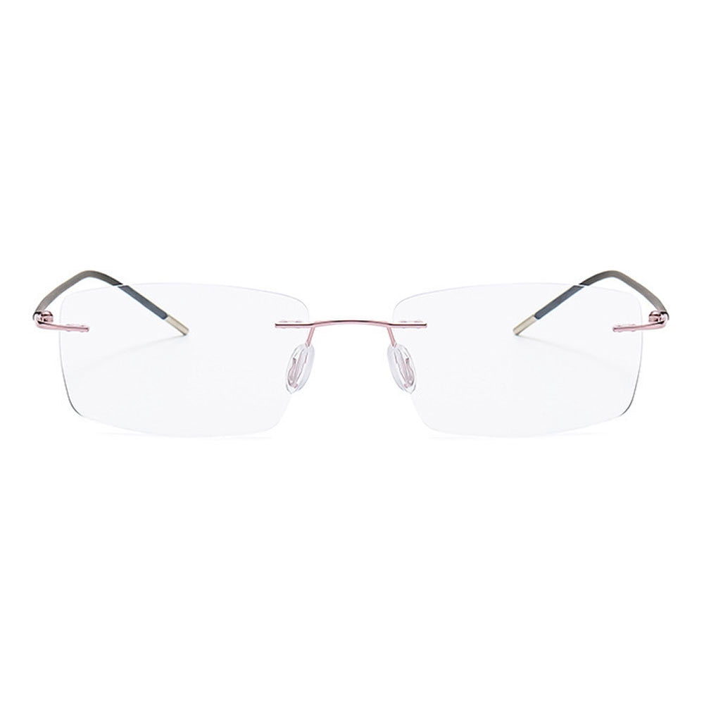 Men Progressive Rimless Ultralight Reading Glasses 3.50 Anti-blue Light Frameless Pink Multifocus Readers +3.50 Strength