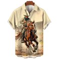 thumbnail image 3 of Camisa vaquera lindejuan Hombres Estilo Hawaiano Manga Corta 3D, 3 of 5