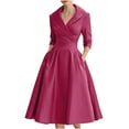 thumbnail image 3 of Mifsaly Long Sleeve Wedding Guest Dress Women V-Neck Winter Cocktail Dresses A-Line Tunic Evening Party Elegant Gowns with Pockets XXL, 3 of 7