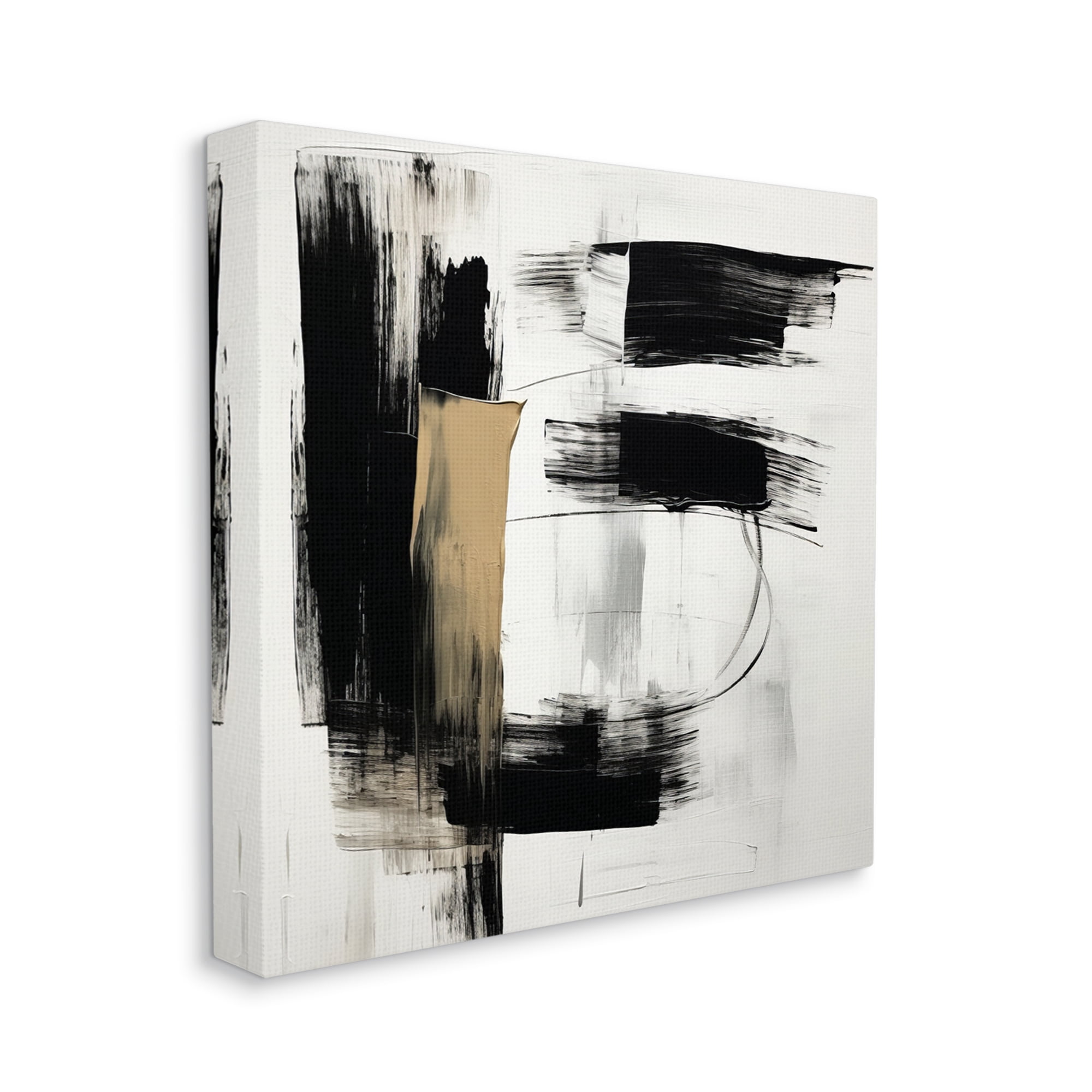 Stupell Industries Black Brush Strokes Abstract Painting Gallery Wrapped Canvas Art Print Wall Art, 36 x 36