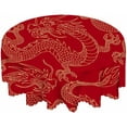 thumbnail image 5 of Tablecloth Round Dragon Table Cloth Chinese Dragons Fighting Gold Outlines on Red Table Cover for Dining Room Kitchen Decoration Round Tablecloths 60 inch, 5 of 6