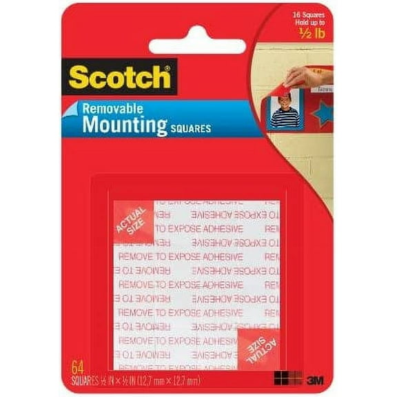Scotch Mounting Squares, 1/2 in. x 1/2 in., Black, 64/Pack