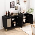 thumbnail image 2 of MDF Plastic Rattan Four - Door Cabinet - Stylish Gold Feet Design - Entryway Decor - Add Modern Touch, 2 of 3