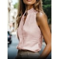thumbnail image 5 of Women'S Work Outfits V Neck Sleeveless Blouses Summer Casual Tank Tops Business Office Dressy Striped Shirts Pink L, 5 of 6