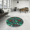 thumbnail image 4 of Ahgly Company Machine Washable Indoor Round Transitional Charcoal Black Area Rugs, 4' Round, 4 of 7