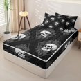 thumbnail image 2 of Homewish Vintage Skull Grid Zipper Queen Comforter Set with Fitted Sheet and 2 Pillowcases,Floral Halloween Zipper Bedding Set,Black White,Black Reversible,4pcs, 2 of 8