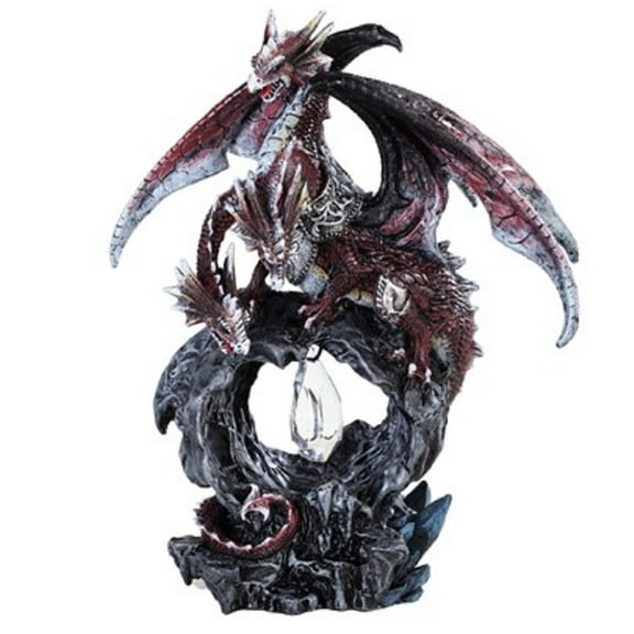 3 Headed Red Dragon Figurine 10 Inches High