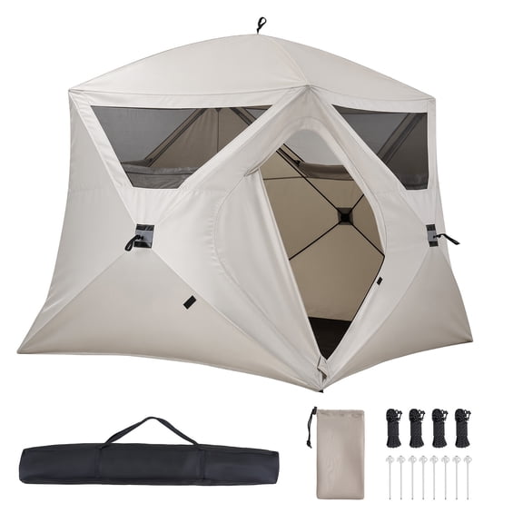 KFFKFF 4-Person Pop-Up Camping Tent with Quick Setup, Large Mesh Windows, and Carry Bag for Outdoor Adventures and Family Trips
