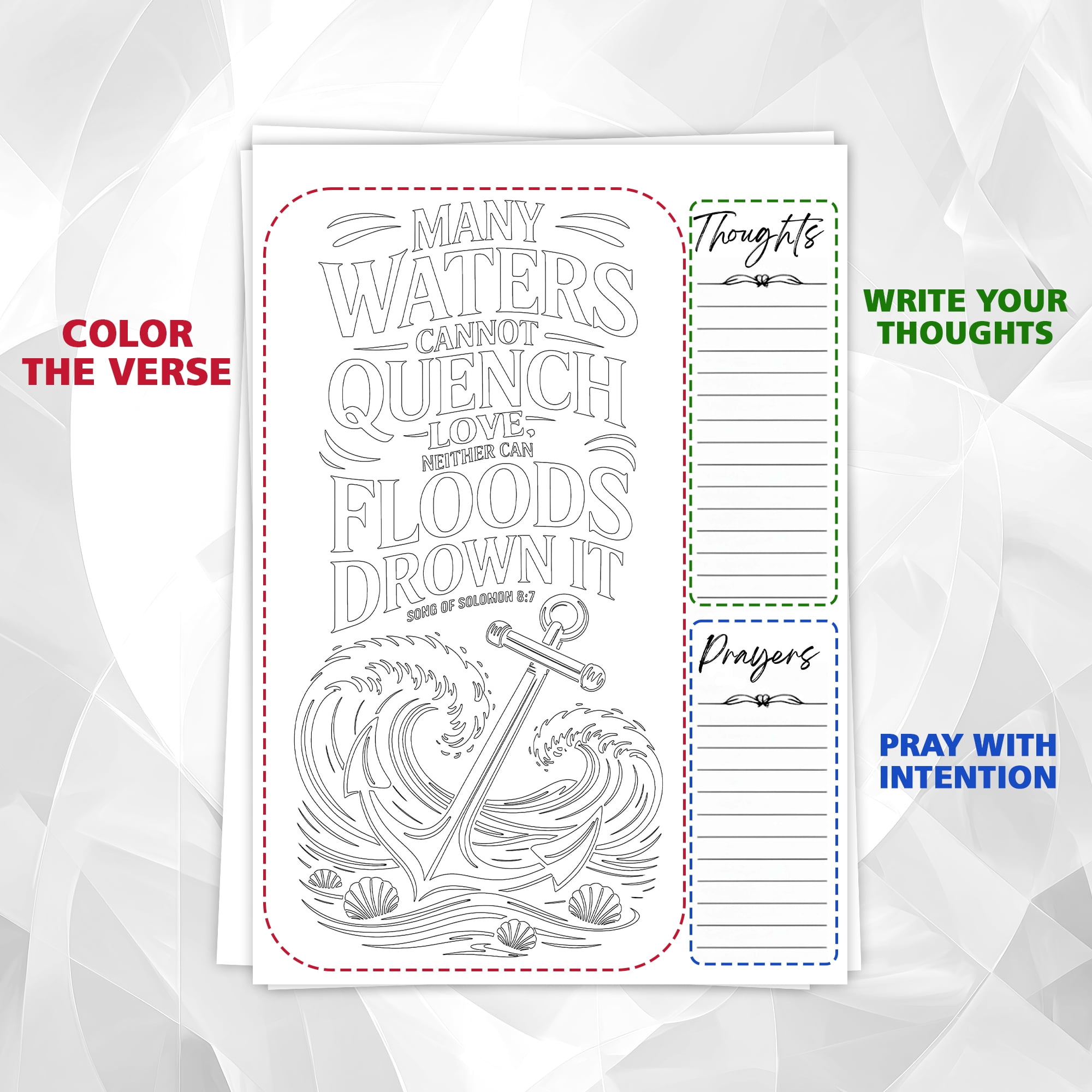 Song of Solomon Monochrome Coloring Book for Adults, 30 Minimalist Scripture Art Pages with Reflection & Prayer Space, Spiral Bound, A4 or A5 Softcover or Wood Cover
