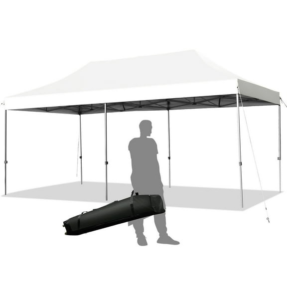 Gymax 10'x20' Pop up Canopy Tent Folding Heavy Duty Sun Shelter Adjustable W/Bag White