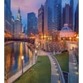 thumbnail image 3 of Chicago Skyline Twin Size Duvet Cover Set, Cityscape Urban Scene Waterfront Illuminated at Twilight Blue Hour Image, Decorative 2 Piece Bedding Set with 1 Pillow Sham, Multicolor, by Ambesonne, 3 of 3