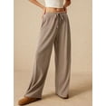 thumbnail image 3 of Women Wide Leg Pants with Pocket High Waisted Lounge Palazzo Autumn and Winter Pants Khaki L, 3 of 7