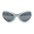 thumbnail image 3 of Womens Trendy 90s Oval Wrap Around Sport Plastic Fashion Sunglasses Silver - Silver Mirror, 3 of 8