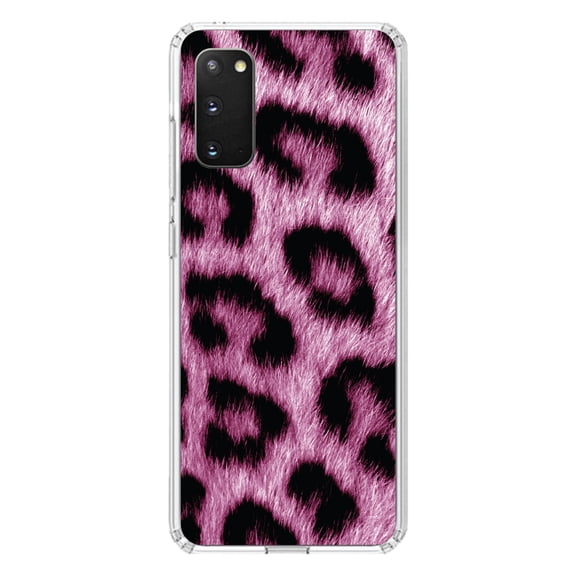 DistinctInk Clear Shockproof Hybrid Case for Galaxy S20 PLUS / 5G (6.7" Screen) - TPU Bumper, Acrylic Back, Tempered Glass Screen Protector - Pink Black Leopard Fur Skin Print