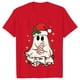 thumbnail image 1 of Camisetas de libro de fantasma de Navidad para mujer, ropa de libro de lectura de fantasma, camisetas de Navidad de manga corta, camisetas casuales de moda, Tops, 1 of 5