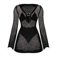 thumbnail image 5 of MSJUHEG Shirt Dress,Crochet Swim Cover Up,Waffle Knit Swimwear,Mesh Bathing Suit,Gauze Dress,Kimono Cover Up,Bikini Shirt Black L, 5 of 5