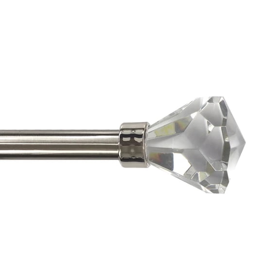 Mainstays 3/4" Acrylic Faceted Adjustable Single Curtain Rod, 30-84", Nickel