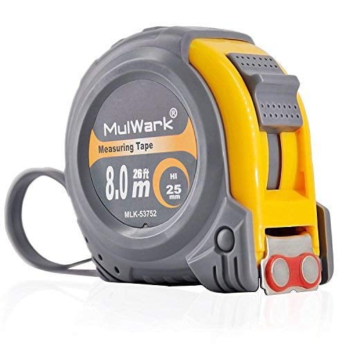 MulWark 26ft Measuring Tape Measure by Imperial Inch Metric Scale with