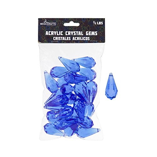 Mega Crafts 1/2 lb Acrylic Tear Drops Dark Blue, Plastic Glass Gems for Arts & Crafts, Vase Fillers & Table Scatters, Decoration Stones, Shiny Pebbles
