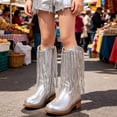 thumbnail image 2 of Girls Tall Boots Low Heel Children Mid Calf Western Cowboy Party Boots for Girls Daily, 2 of 9