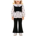 thumbnail image 5 of Mnyotv Girls' Fall Winter Outfits Ruffle Long Sleeved Sweatshirts and Ribbed Pants 2Pcs Sets Size 9-12 Months, 5 of 6