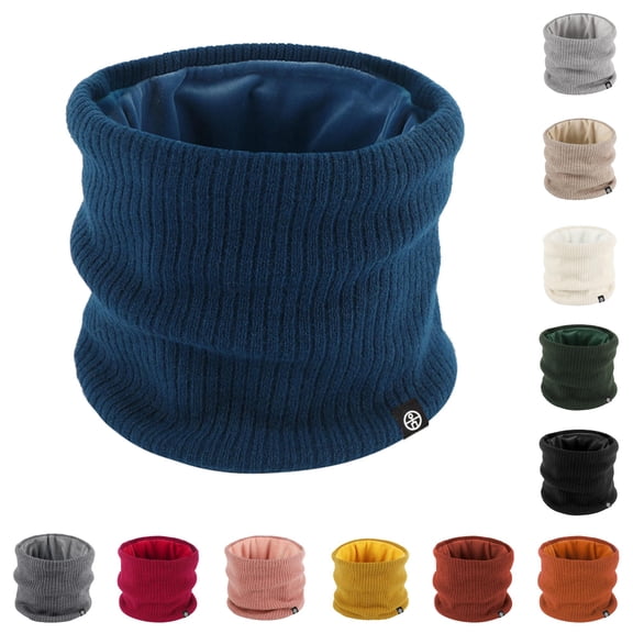 Daznico Winter Knitted Neck Warmer Scarf Double Layer Lined Thermal for Cold Weather