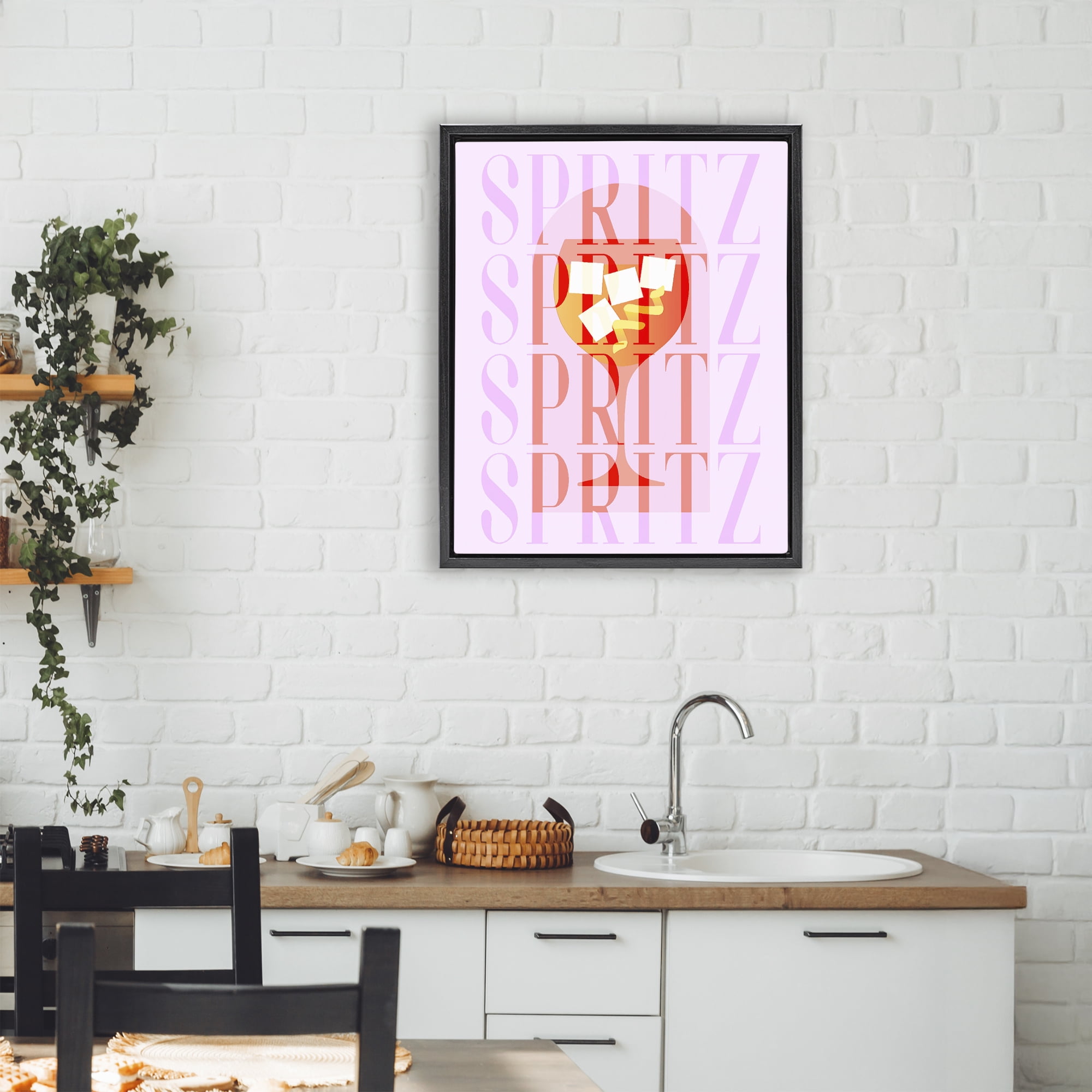 Retro Pastel Spritz Black Framed Floater Canvas Wall Art, design by Lil' Rue