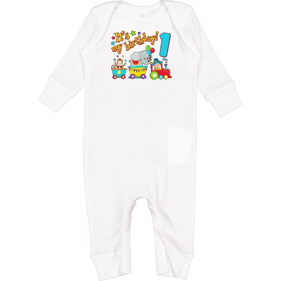 Inktastic It's My Birthday Circus Train 1st Birthday Baby Romper Coveralls
