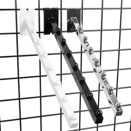 7 Ball Gridwall Waterfall - 18" L Square Tube Faceout Hook for Grid Panels - Chrome - 1 Unit