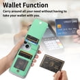 thumbnail image 4 of for iPhone 16 Plus Back Wallet Case with Card Holder Zipper Pocket, Wristband Flip Kickstand, RFID Blocking Secure Hand Grip PU Leather Shockproof Clear Phone Cover for iPhone 16 Plus, Mint, 4 of 10