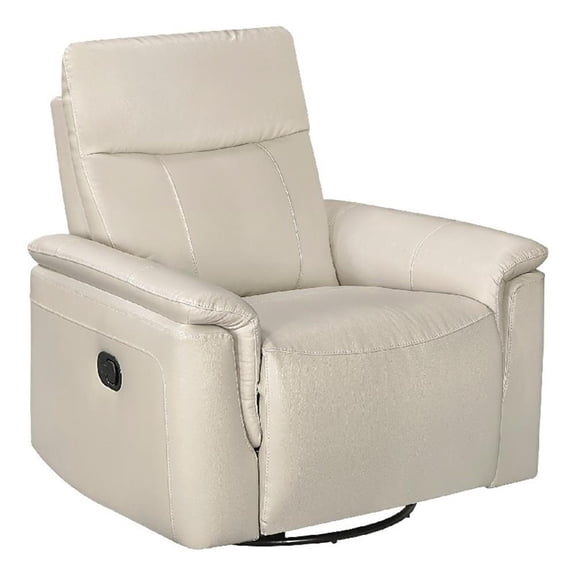 Manual Swivel Glider Reclining Chair- Taupe Top Grain Leather