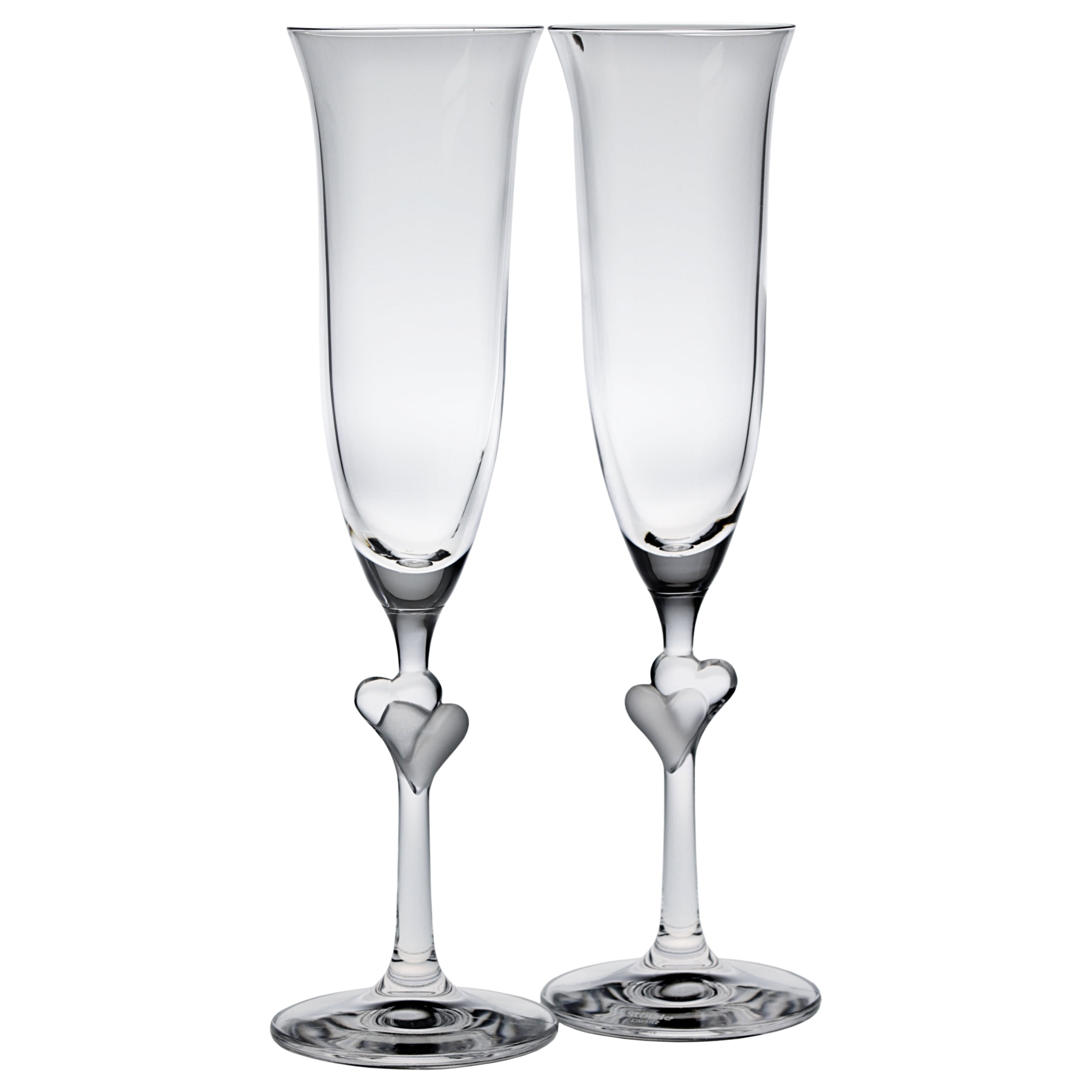Stolzle L'Amour Crystal Heart Stemmed Glass Champagne Flute, Set of 2