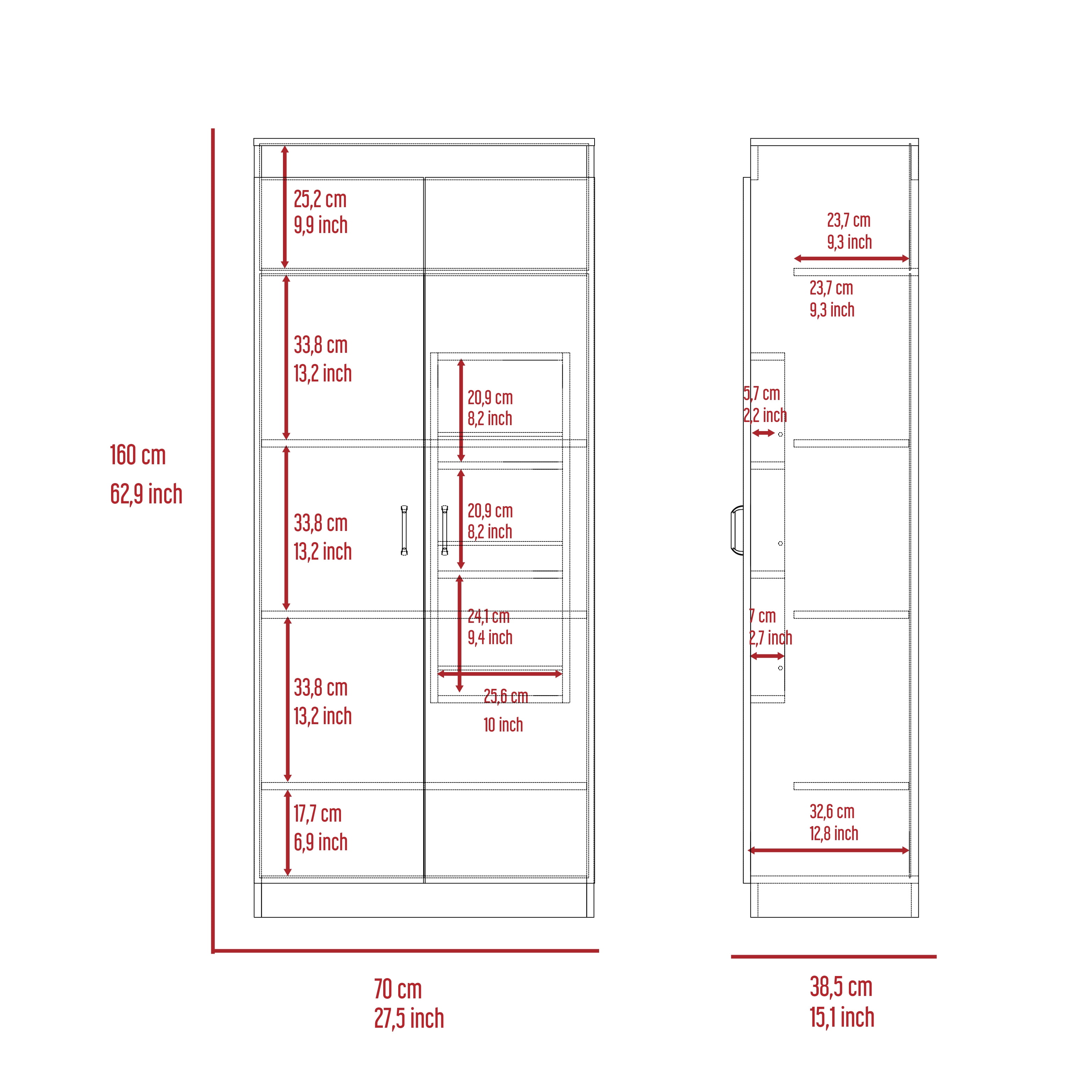 Albany; Double Door Pantry Cabinet; Five Shelves