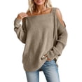 thumbnail image 3 of CAIXIA Fall Sweaters For Women Off Shoulder Long Sleeve Pullover Tops Soft Basic Clothes Elegant Shirts Daily Work Outfits Fall Winter Clothes,Khaki, 3 of 6