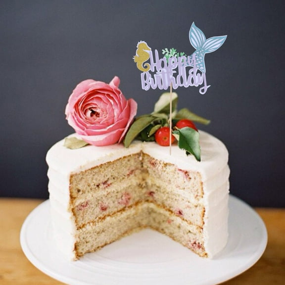 ORDDIART Mermaid Cupcake Toppers 1Pcs Shiny Shape Paper Wood Bamboo for Appetizers Fruit and Cakes