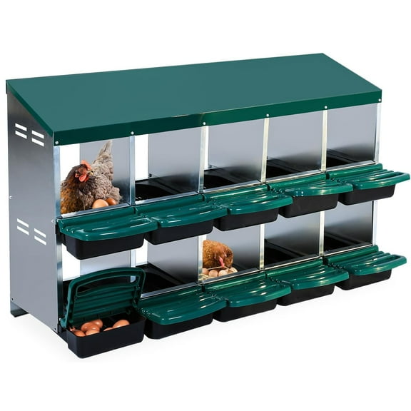 Telyswee Nesting Boxes for Chickens, 10 Holes Chicken Nesting Boxes, Chicken Laying Box, Roll Away Nest Box for Chicken Coop to Protect Egg