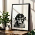 thumbnail image 4 of baby monkey - Photography Animal Wildlife Black and White Portrait Nature Illustration Black Framed Wall Art Print 12 x 18 inches, 4 of 8