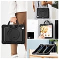 thumbnail image 6 of Case for iPad Pro 13 inch M4 2024/ M5 2025, 360 Rotating Stand Handle Pencil Holder Shoulder Strap Heavy Duty Shockproof Cover, Black, 6 of 7
