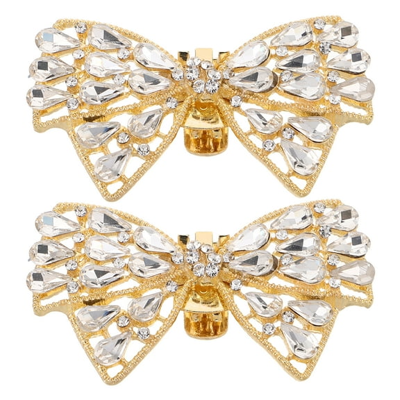 1 Pair Sparkling Rhinestone Bow Shoe Clips for Women, Bridal Wedding Party Shoe Charms, Detachable Brooch Embellishments Accessories