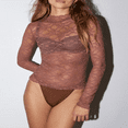 thumbnail image 2 of Turtleneck Sheer Lace Basic Shirt Pullover for Women with Long Sleeves, 2 of 6